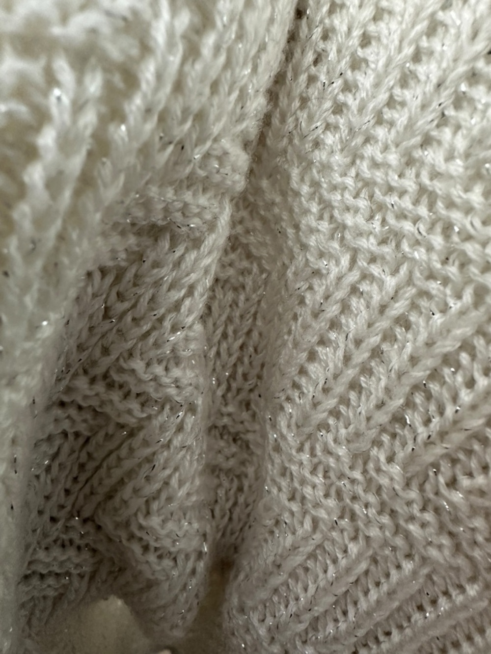 Warehouse One Cream Knit Dolman Sleeve Sweater | Silver Thread | XL - Picture 8 of 11